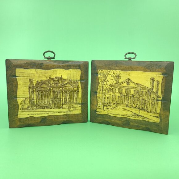Rare Vintage Toronto Architectural Drawing Art Wall Decor Set of 2 4x6 Signed - Picture 4 of 15